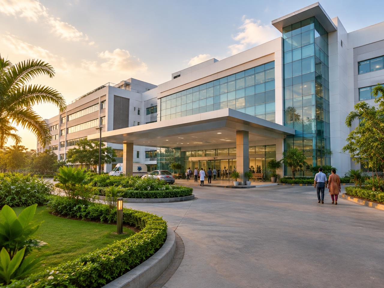 A modern accredited hospital campus in India